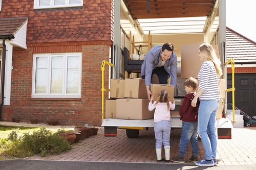House movers preparing a move in a Primrose Hill residential street