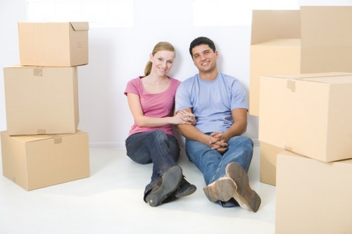 Packed office furniture prepared for local relocation in Primrose Hill