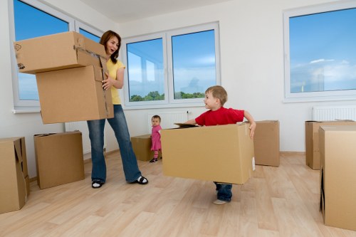 Packed boxes and furniture ready for a local Primrose Hill relocation