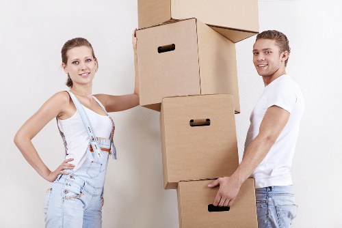 Packing materials and stacked boxes ready for a local move